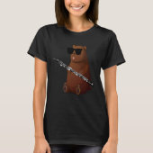 Bear Wearing Sunglasses Playing Oboe T-Shirt (Vorderseite)
