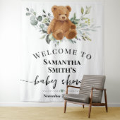 Bear Welcome Baby Dusche Eukalyptus Grüne Wandteppich (Beispiel)