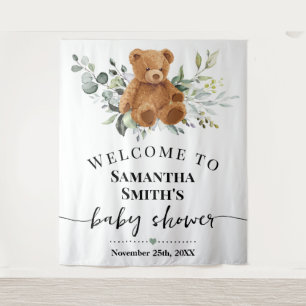 Bear Welcome Baby Dusche Eukalyptus Grüne Wandteppich