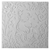 Bear White Gray Black Embossed Woodland Animal Fliese (Vorderseite)