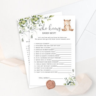 Bear Who kennt Papa am besten Baby Dusche Spiel