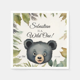 Bear Wild One Woodland Animal Birthday Party Serviette