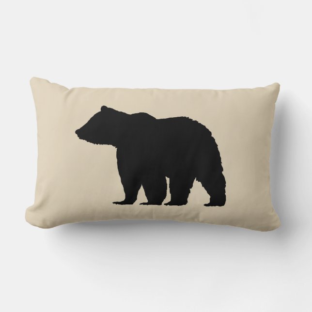 Bear Wilderness Cabin Beige Kissen Kissen (Vorderseite)