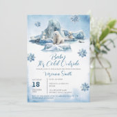 Bear Winter Arctic Animals Baby Showflocken Einladung (Stehend Vorderseite)