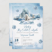 Bear Winter Arctic Animals Baby Showflocken Einladung (Vorne/Hinten)