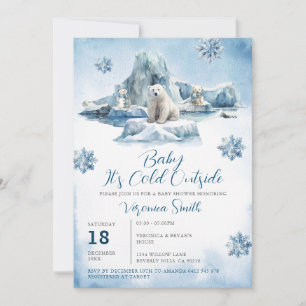 Bear Winter Arctic Animals Baby Showflocken Einladung