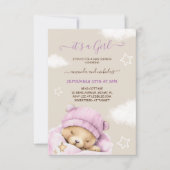 Bear Winter Baby Girl Dusche Einladung (Vorderseite)