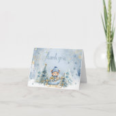 Bear Winter Boy Babydusche Dankeskarte (Vorderseite)