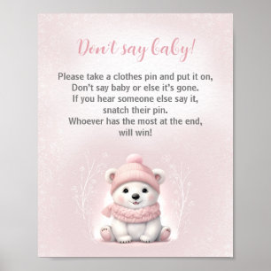 Bear Winter Girl Babydusche Say Baby Game nicht Poster