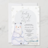 Bear Winter Silver Snowflakes Mountain Baby Dusche Einladung (Vorderseite)