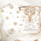 Bear Winter Snowflakes & Balloons Babydusche Einladung