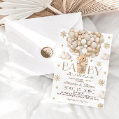 Bear Winter Snowflakes & Balloons Babydusche Einladung