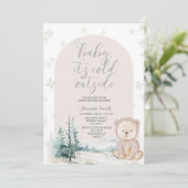 Bear Winter Snowflakes Trees Baby Dusche Einladung (Stehend Vorderseite)