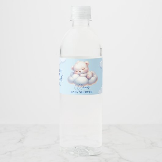 Bear Wir sind auf Cloud 9 Baby Dusche Wasserflaschenetikett (Vorderseite)