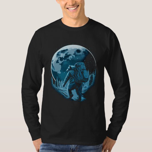 Bear With Backpack Travels On The Moon Graphic T-Shirt (Vorderseite)