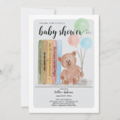 Bear with Books Bearly Wait Gender Reveal Einladung (Vorderseite)