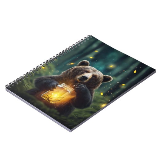 Bear With Fireflies In Jar Notizblock (Linke Seite)