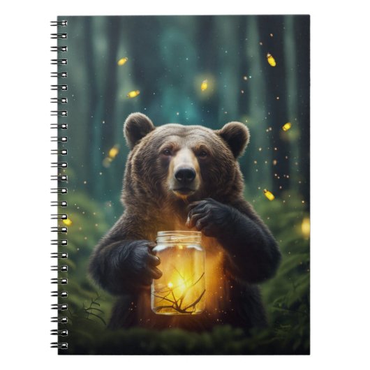 Bear With Fireflies In Jar Notizblock (Vorderseite)