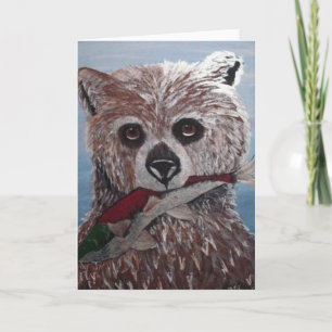 Bear with Fish Note Card Blank Inside Karte