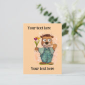 Bear with flowers. Customizable Postkarte (Stehend Vorderseite)