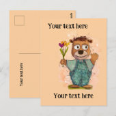 Bear with flowers. Customizable Postkarte (Vorne/Hinten)