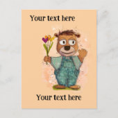 Bear with flowers. Customizable Postkarte (Vorderseite)