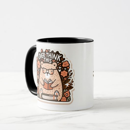 Bear with Glasses - "Überdenken Sie das" Quirk Jou Tasse (Vorderseite Links)