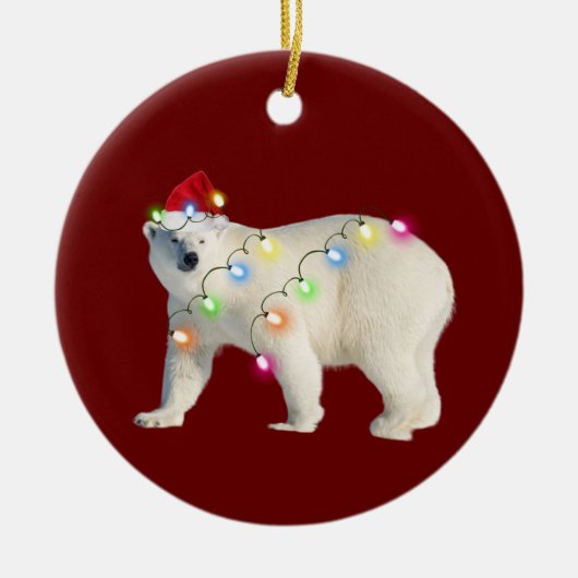 BEAR With Hat Lights Christmas Keramik Ornament (Vorne)