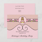 Bear with Pink Cupcake Diamonds Einladung (Vorne/Hinten)