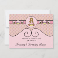Bear with Pink Cupcake Diamonds Einladung