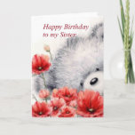 Bear with Red Blume, Happy Birthday Sister Karte<br><div class="desc">Niedlicher Graubär mit einem Haufen roter Blume für die Schwester,  Happy Birthday meine Schwester.</div>