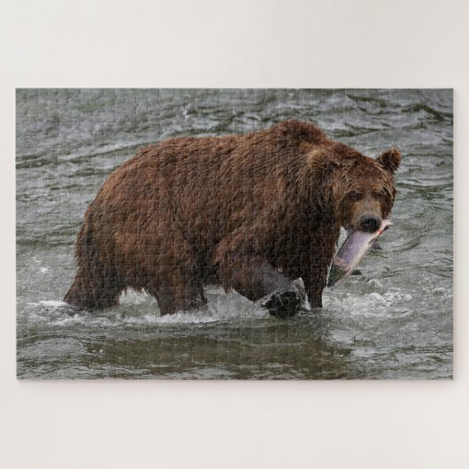 Bear with Salmon in Katmai National Park Alaska Puzzle (Horizontal)