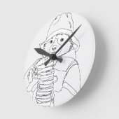 Bear with Sandwiches Runde Wanduhr (Winkel)