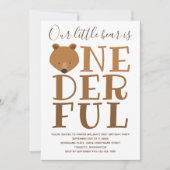 Bear Wonderful Ein 1. Geburtstag Einladung (Vorderseite)