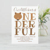 Bear Wonderful Ein 1. Geburtstag Einladung (Stehend Vorderseite)