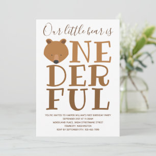 Bear Wonderful Ein 1. Geburtstag Einladung