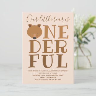 Bear Wonderful Einladung zum 1. Geburtstag