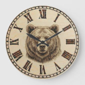 Bear Wooden Wall Clock Große Wanduhr (Vorderseite)
