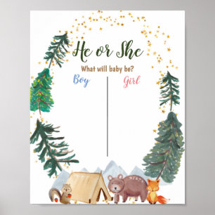 Bear Woodland Animal Camper Stimmzettel Poster