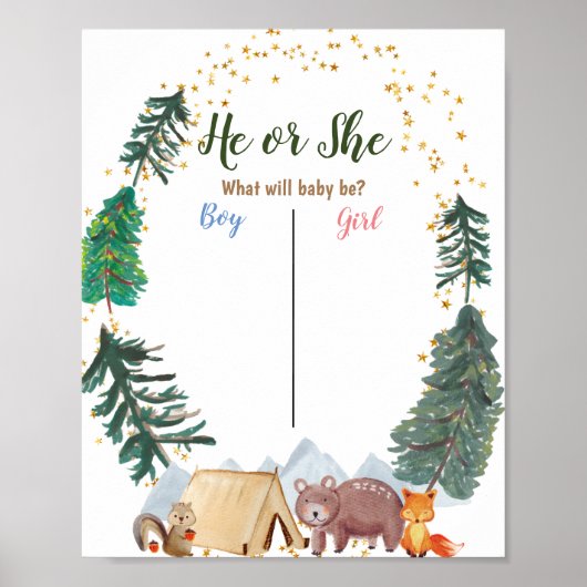 Bear Woodland Animal Camper Stimmzettel Poster (Vorne)