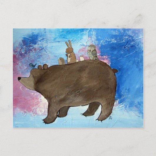 Bear Woodland Animal Friends Postkarte (Vorderseite)