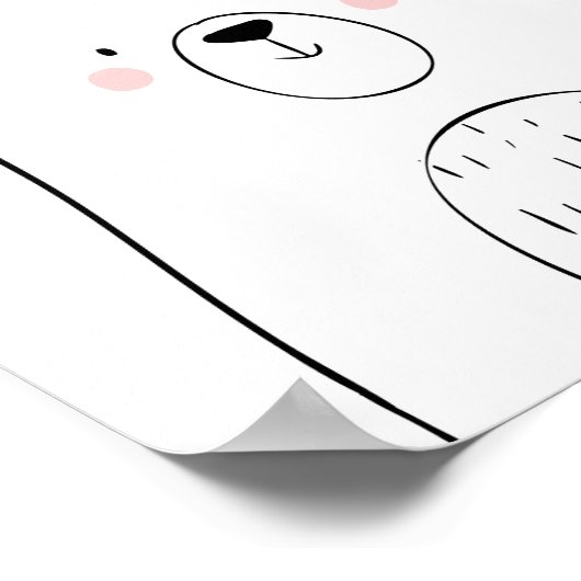 Bear Woodland Animal Kinderzimmer Wall Art Monochr Poster (Ecke)