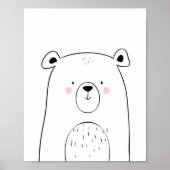 Bear Woodland Animal Kinderzimmer Wall Art Monochr Poster (Vorne)