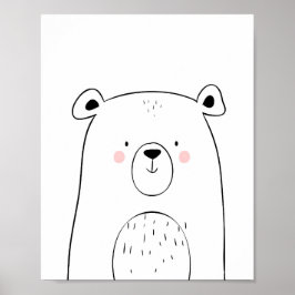 Bear Woodland Animal Kinderzimmer Wall Art Monochr Poster