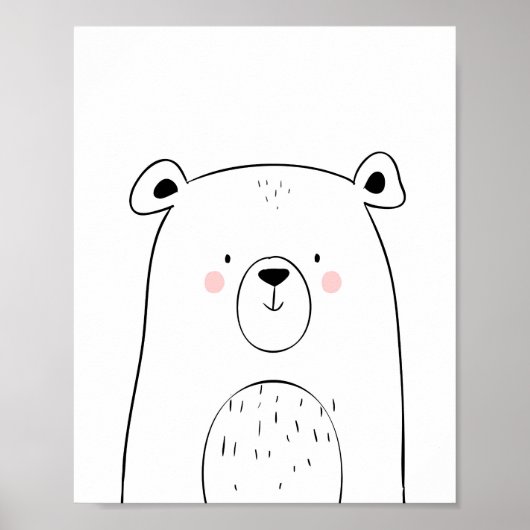 Bear Woodland Animal Kinderzimmer Wall Art Monochr Poster (Vorne)