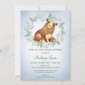 Bear Woodland Baby Dusche Einladung Boys Blue (Vorderseite)