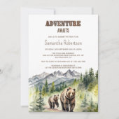 Bear Woodland Forest Adventure erwartet Baby Showe Einladung (Vorderseite)