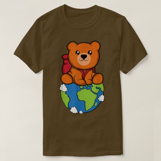 Bear World Backpacker oder Reisender T-Shirt (Design vorne)