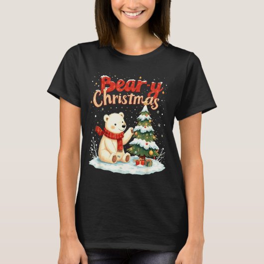 Bear-y Christmas Cute Lar Bear Holiday Pun Gift T-Shirt (Vorderseite)