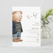 Bear-y Cute Teddy Bear It's a Boy Baby Shower Einladung (Stehend Vorderseite)
